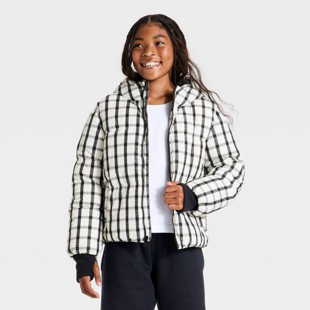 Girls' Puffer Jacket - All in Motion Black L